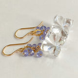 Flower crystal and tanzanite bouquet earrings