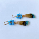 Opalized Wood and Sleeping Beauty Turquoise Bouquet Earrings 