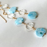 4 long long earrings with larimar and crystal