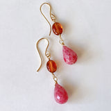 Pink grossular garnet and hessonite garnet earrings