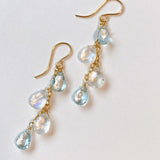 Rainbow moonstone and aquamarine earrings