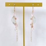 Morganite and green amethyst cherry blossom earrings