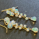 Ethiopian opal flower cluster earrings