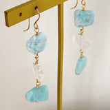 Larimar and crystal triple earrings