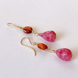 Pink grossular garnet and hessonite garnet earrings