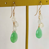 Gemstone chrysoprase and white moonstone drop earrings