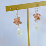 Brown zircon and Rivian glass bushy earrings (fluffy) 