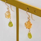 Sphene and citrine flower earrings