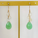 Gemstone chrysoprase and white moonstone drop earrings