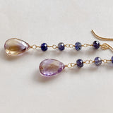 Ametrine and iolite station earrings 