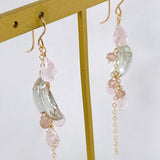 Morganite and green amethyst cherry blossom earrings