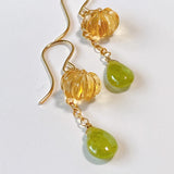 Sphene and citrine flower earrings