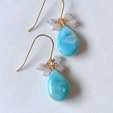 larimar and kunzite bouquet earrings