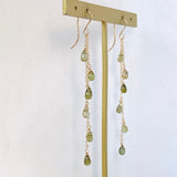 green tourmaline long earrings