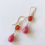 Pink grossular garnet and hessonite garnet earrings