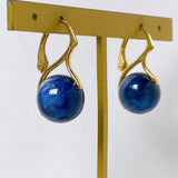 Vermeil 12mm kyanite lever back earrings in yellow gold 