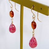 Pink grossular garnet and hessonite garnet earrings