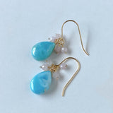 larimar and kunzite bouquet earrings