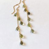 green tourmaline long earrings