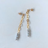 Silver gray color baby pearl chain earrings 