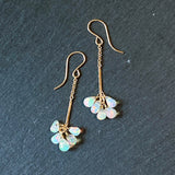 opal pompon earrings