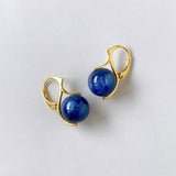 Vermeil 12mm kyanite lever back earrings in yellow gold 