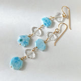 4 long long earrings with larimar and crystal