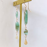 Russian emerald and opal drop earrings (yellow)