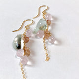 Morganite and green amethyst cherry blossom earrings