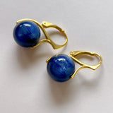 Vermeil 12mm kyanite lever back earrings in yellow gold 