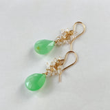 Gemstone chrysoprase and herkimer quartz bouquet earrings