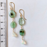 Russian emerald and opal drop earrings (white)