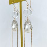 Freshwater pearl and labradorite Yajirobee earrings