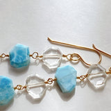 4 long long earrings with larimar and crystal