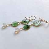 Russian emerald and opal drop earrings (white)