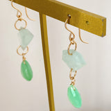 Gem chrysoprase and aquamarine earrings