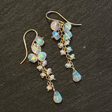 Ethiopian opal flower cluster earrings