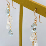 Rainbow moonstone and aquamarine earrings