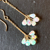 opal pompon earrings