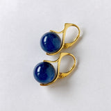 Vermeil 12mm kyanite lever back earrings in yellow gold 