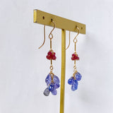 tanzanite and ruby ​​bouquet earrings