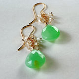 Gemstone chrysoprase and herkimer quartz bouquet earrings