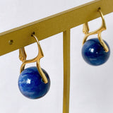 Vermeil 12mm kyanite lever back earrings in yellow gold 