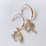 golden rutilated quartz and spinel earrings 