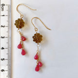 Honey quartz and pink grossular garnet earrings