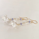 Flower crystal, tanzanite, and moonstone earrings