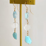 Larimar and crystal triple earrings