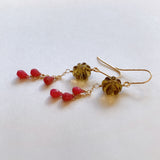 Honey quartz and pink grossular garnet earrings