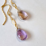 ametrine diamond chain earrings