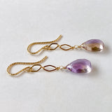 ametrine diamond chain earrings